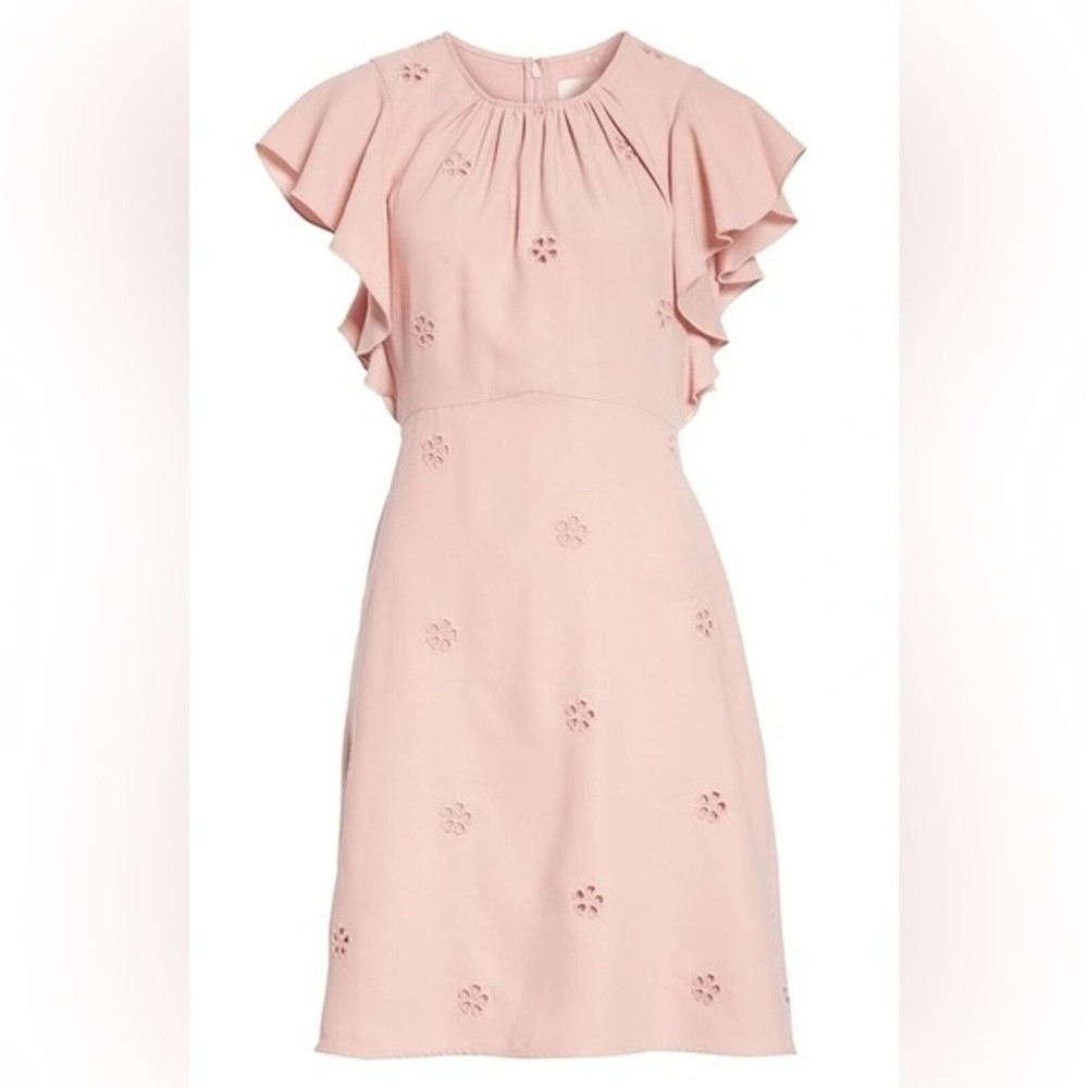kate spade Blush Pink Mini Dress with Ruffle Sleeves